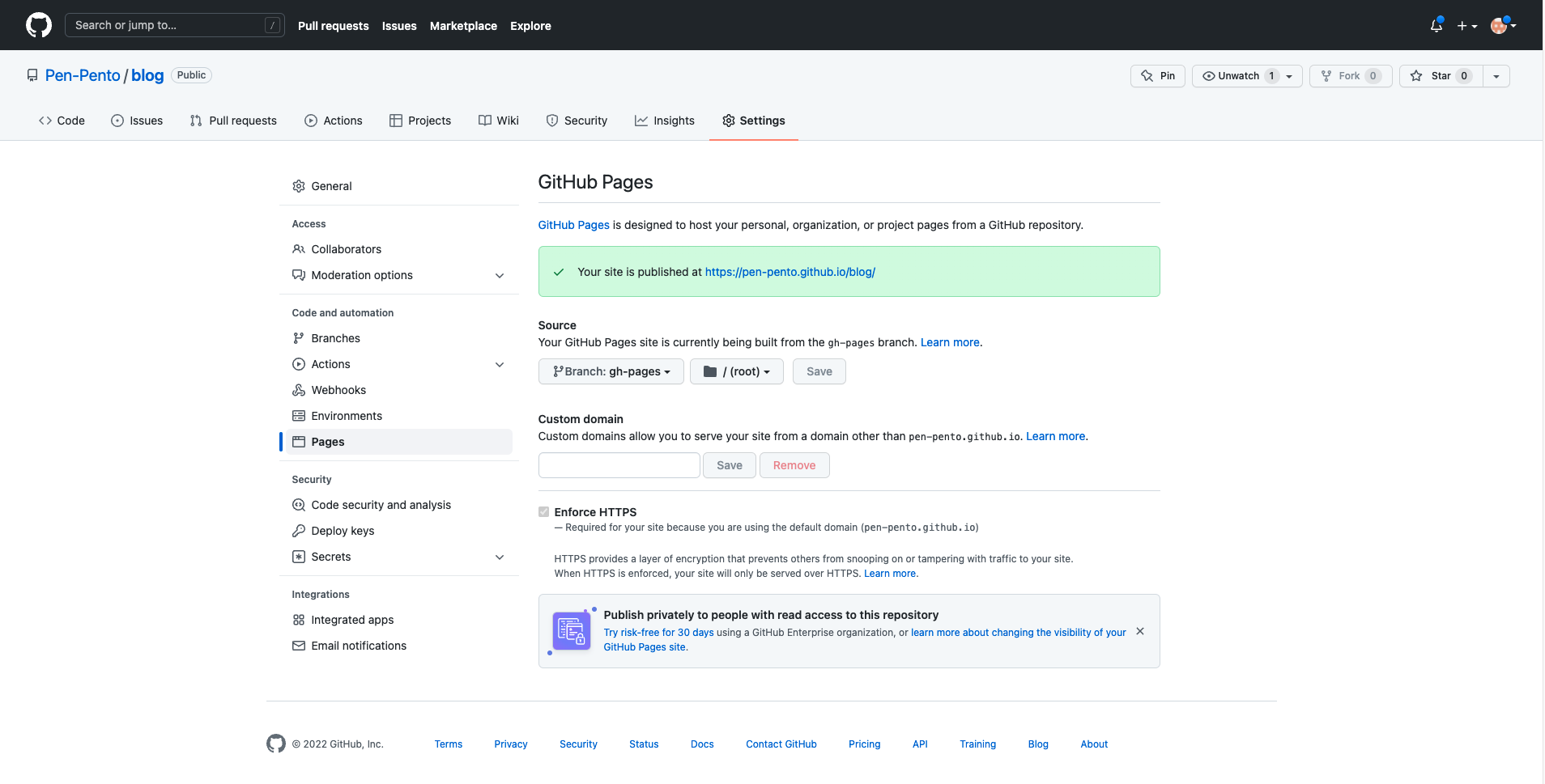 GitHub Pagesセッティング